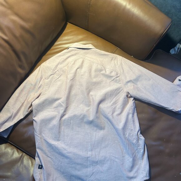 Roark Redish Grey Chambray Dress Shirt M - Picture 3 of 3